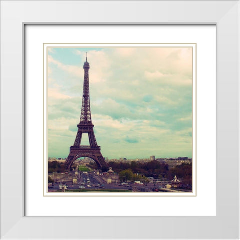 Eiffel View White Modern Wood Framed Art Print with Double Matting by Navas, Emily