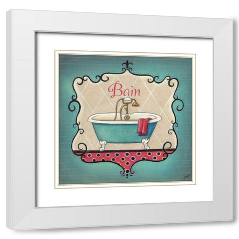 Bain and Savon I White Modern Wood Framed Art Print with Double Matting by Josefina