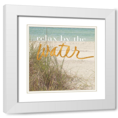 Relax By the Water White Modern Wood Framed Art Print with Double Matting by Bryant, Susan
