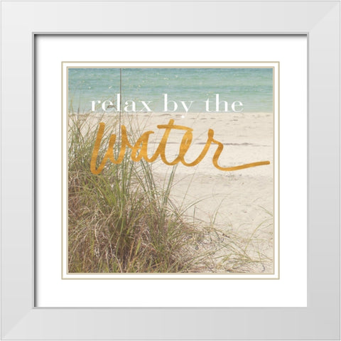 Relax By the Water White Modern Wood Framed Art Print with Double Matting by Bryant, Susan