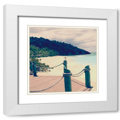 Island Vacation IV White Modern Wood Framed Art Print with Double Matting by Bryant, Susan