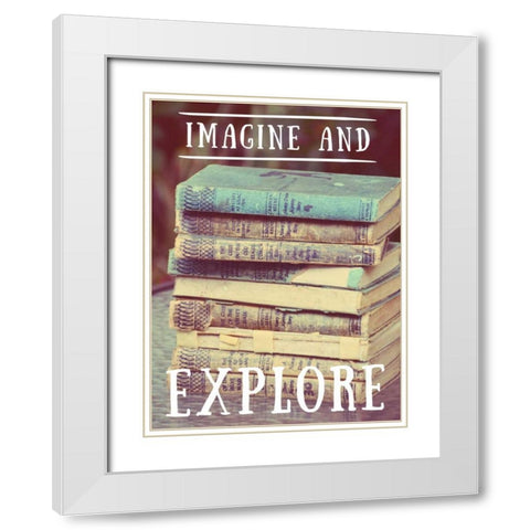 Explore Books White Modern Wood Framed Art Print with Double Matting by Peck, Gail