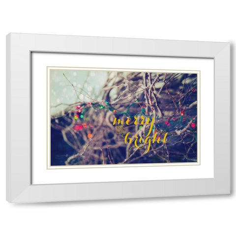 Merry and Bright White Modern Wood Framed Art Print with Double Matting by Poynter, Kelly