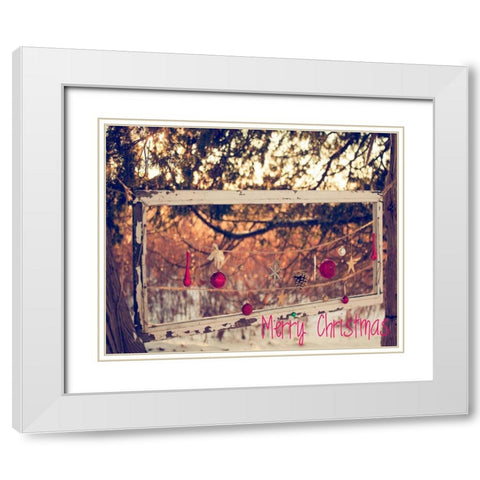 Merry Christmas Ornaments White Modern Wood Framed Art Print with Double Matting by Poynter, Kelly