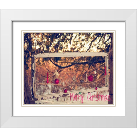 Merry Christmas Ornaments White Modern Wood Framed Art Print with Double Matting by Poynter, Kelly