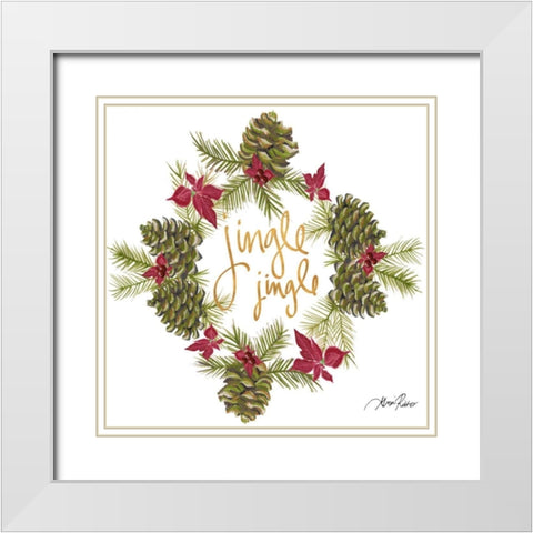 Pine Cone Christmas Wreath III White Modern Wood Framed Art Print with Double Matting by Ritter, Gina