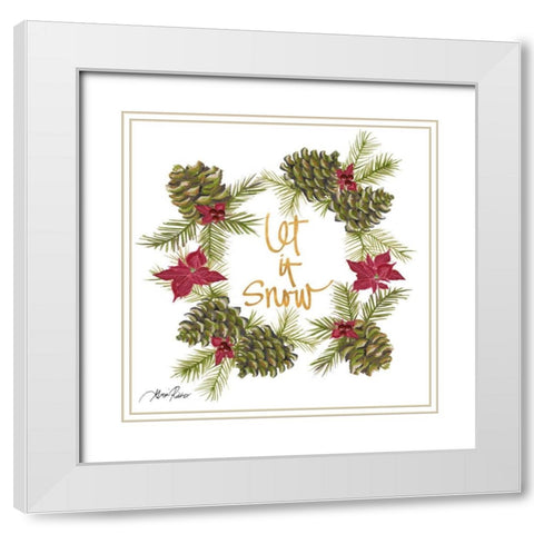 Pine Cone Christmas Wreath II White Modern Wood Framed Art Print with Double Matting by Ritter, Gina
