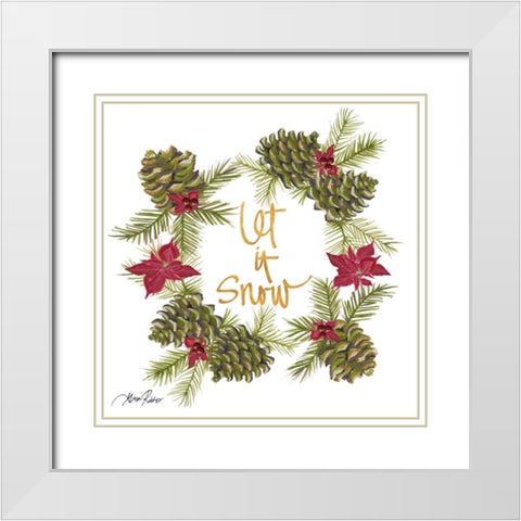 Pine Cone Christmas Wreath II White Modern Wood Framed Art Print with Double Matting by Ritter, Gina