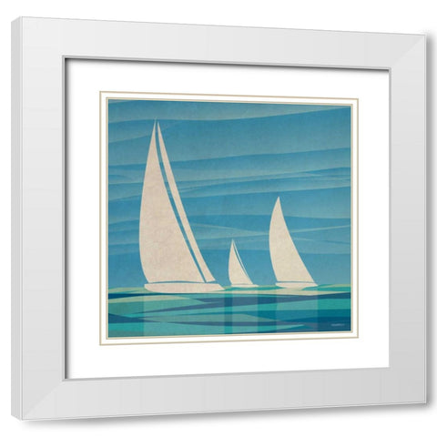 Water Journey I White Modern Wood Framed Art Print with Double Matting by Meneely, Dan