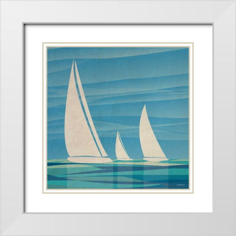 Water Journey I White Modern Wood Framed Art Print with Double Matting by Meneely, Dan