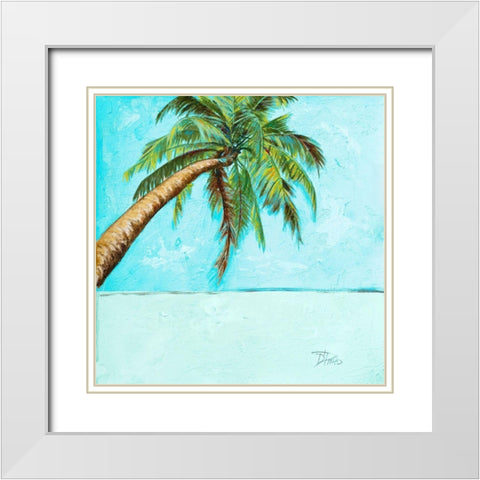 Beach Palm Blue II White Modern Wood Framed Art Print with Double Matting by Pinto, Patricia