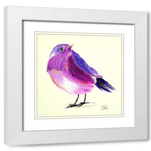 Purple Bird I White Modern Wood Framed Art Print with Double Matting by Pinto, Patricia