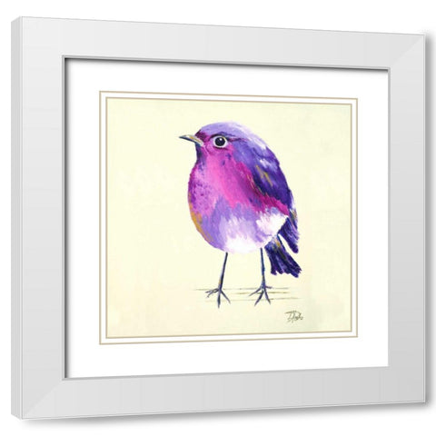 Purple Bird II White Modern Wood Framed Art Print with Double Matting by Pinto, Patricia