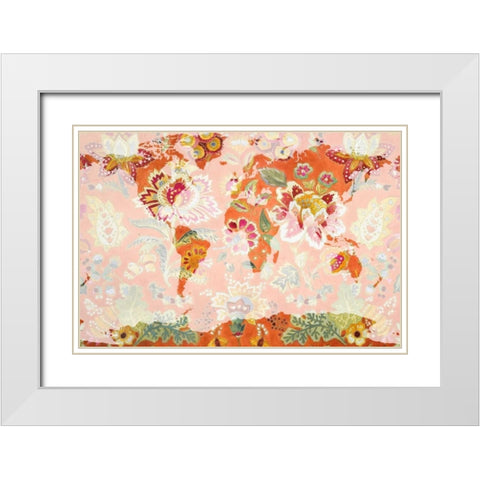 Botanica World Map White Modern Wood Framed Art Print with Double Matting by Loreth, Lanie