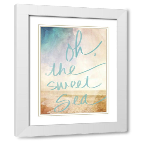 Oh the Sweet Sea Border White Modern Wood Framed Art Print with Double Matting by Bryant, Susan