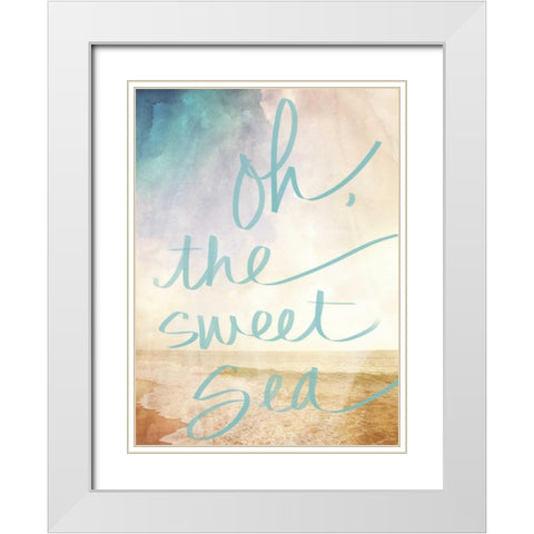 Oh the Sweet Sea Border White Modern Wood Framed Art Print with Double Matting by Bryant, Susan