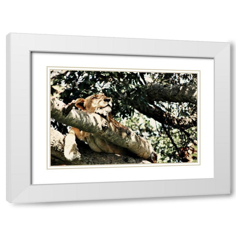 Lion Tree White Modern Wood Framed Art Print with Double Matting by Bryant, Susan