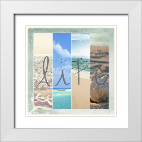 Sea Life Border White Modern Wood Framed Art Print with Double Matting by Bryant, Susan