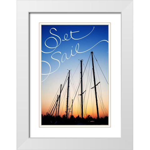 Set Sail White Modern Wood Framed Art Print with Double Matting by Bryant, Susan