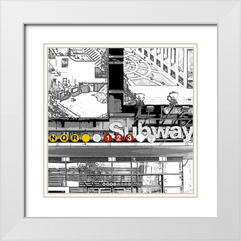 Subway Square White Modern Wood Framed Art Print with Double Matting by Bryant, Susan
