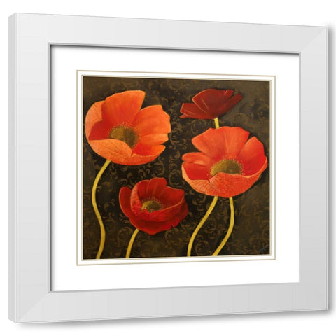 Gilded Floral II White Modern Wood Framed Art Print with Double Matting by Josefina