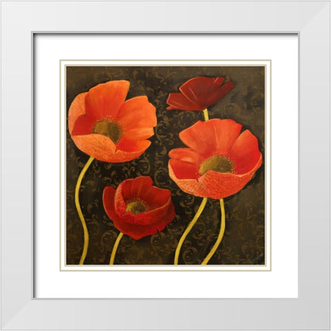 Gilded Floral II White Modern Wood Framed Art Print with Double Matting by Josefina