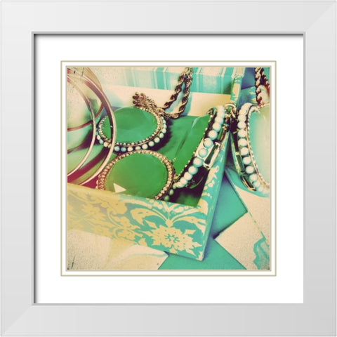 Jewels White Modern Wood Framed Art Print with Double Matting by Acosta