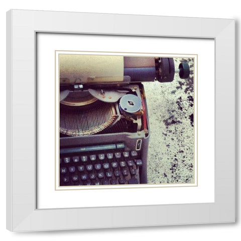 Antique Text White Modern Wood Framed Art Print with Double Matting by Acosta