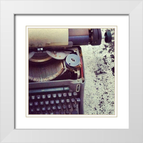 Antique Text White Modern Wood Framed Art Print with Double Matting by Acosta