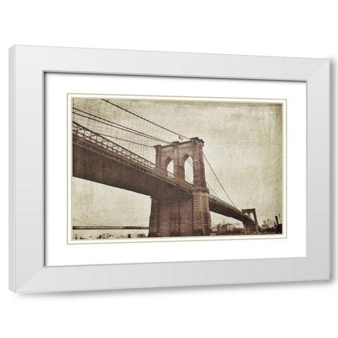 Bridge of Brooklyn Sepia I White Modern Wood Framed Art Print with Double Matting by Acosta
