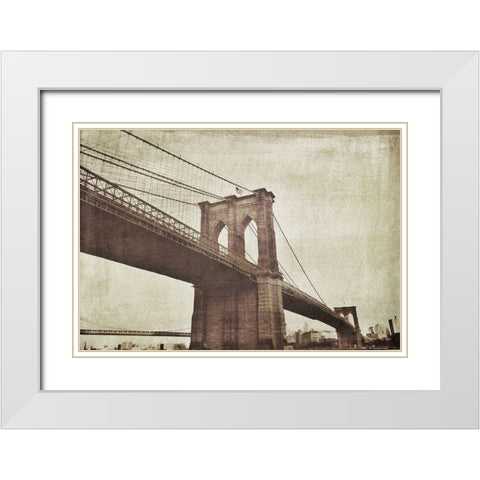 Bridge of Brooklyn Sepia I White Modern Wood Framed Art Print with Double Matting by Acosta