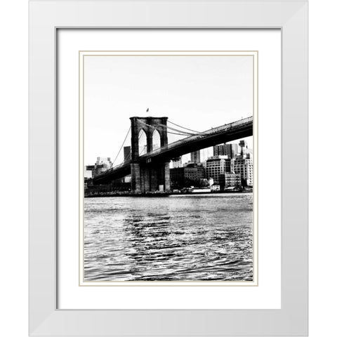 Bridge of Brooklyn BW II White Modern Wood Framed Art Print with Double Matting by Acosta