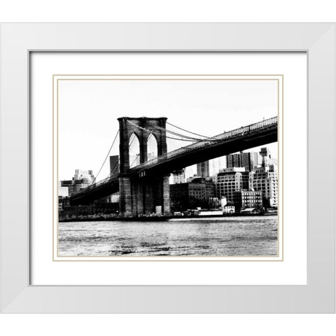 Bridge of Brooklyn BW White Modern Wood Framed Art Print with Double Matting by Acosta