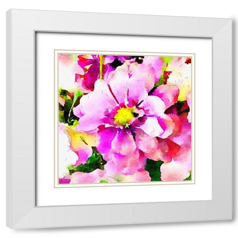 Magical Garden Floral Square White Modern Wood Framed Art Print with Double Matting by Acosta