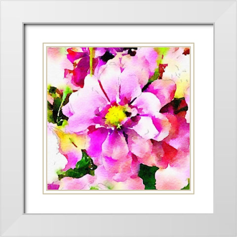 Magical Garden Floral Square White Modern Wood Framed Art Print with Double Matting by Acosta