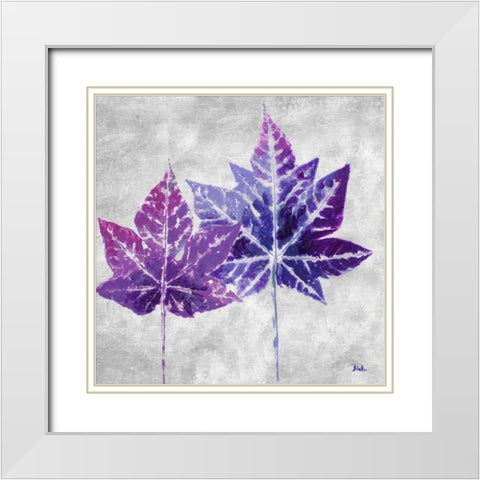 The Purple Leaves on Silver II White Modern Wood Framed Art Print with Double Matting by Pinto, Patricia
