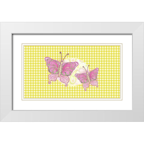 Colorful Butterflies III White Modern Wood Framed Art Print with Double Matting by Metz, Andi
