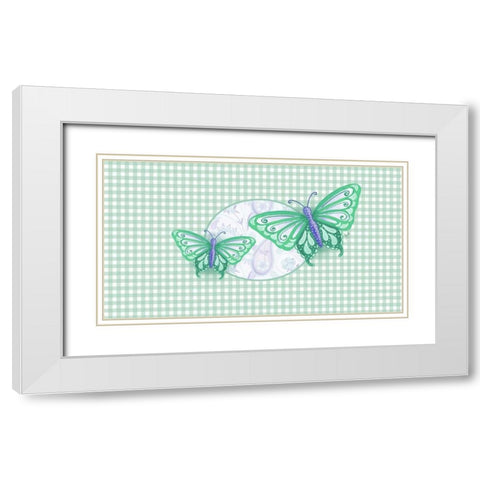 Colorful Butterflies I White Modern Wood Framed Art Print with Double Matting by Metz, Andi