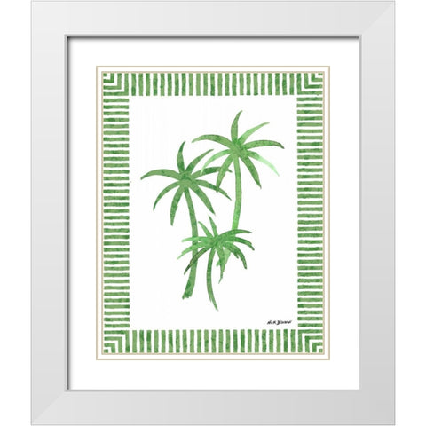 Green Palms III White Modern Wood Framed Art Print with Double Matting by Biscardi, Nicholas