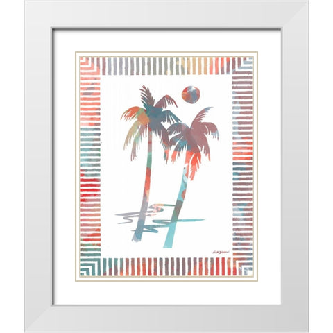 Watercolor Palms I White Modern Wood Framed Art Print with Double Matting by Biscardi, Nicholas