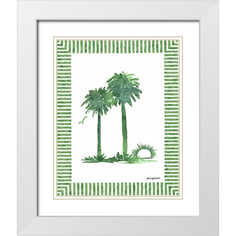 Green Palms IV White Modern Wood Framed Art Print with Double Matting by Biscardi, Nicholas
