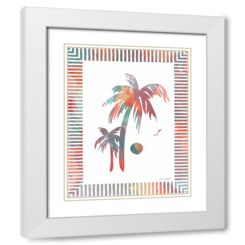 Watercolor Palms II White Modern Wood Framed Art Print with Double Matting by Biscardi, Nicholas