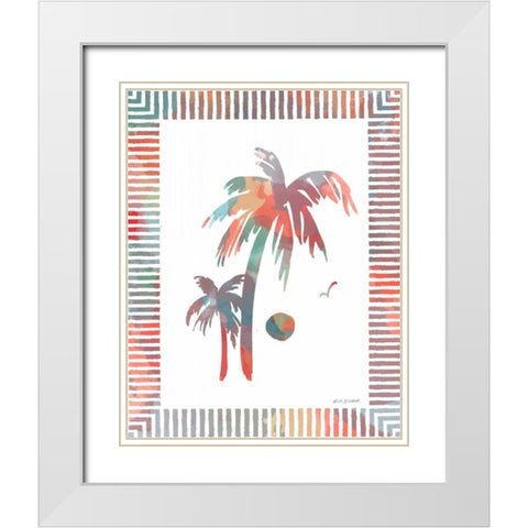 Watercolor Palms II White Modern Wood Framed Art Print with Double Matting by Biscardi, Nicholas