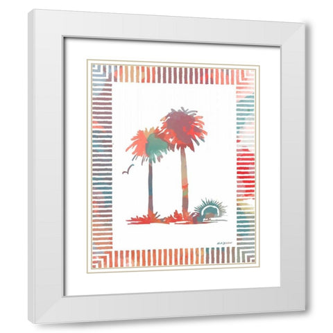 Watercolor Palms IV White Modern Wood Framed Art Print with Double Matting by Biscardi, Nicholas