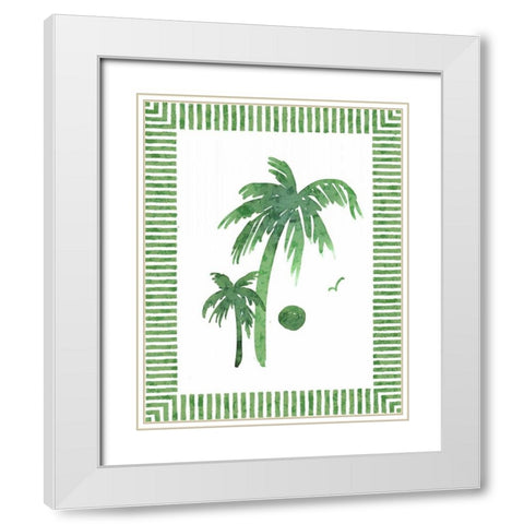Green Palms II White Modern Wood Framed Art Print with Double Matting by Biscardi, Nicholas