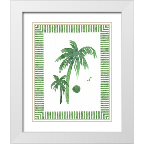 Green Palms II White Modern Wood Framed Art Print with Double Matting by Biscardi, Nicholas