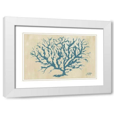 Blue Coral Rectangle I White Modern Wood Framed Art Print with Double Matting by DeRice, Julie