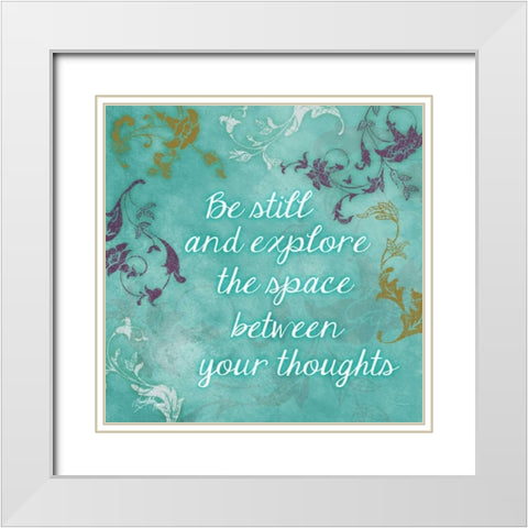 Thoughts I White Modern Wood Framed Art Print with Double Matting by Medley, Elizabeth