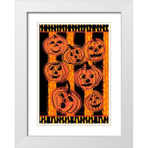 Pumpkin Patch Pals I White Modern Wood Framed Art Print with Double Matting by Biscardi, Nicholas