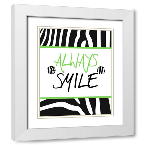 Green Zebra Sayings I White Modern Wood Framed Art Print with Double Matting by SD Graphics Studio